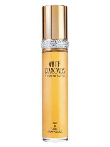 Elizabeth Taylor White Diamonds Eau de Toilette bottle for women, 100ml, featuring a sleek glass design with a silver cap.