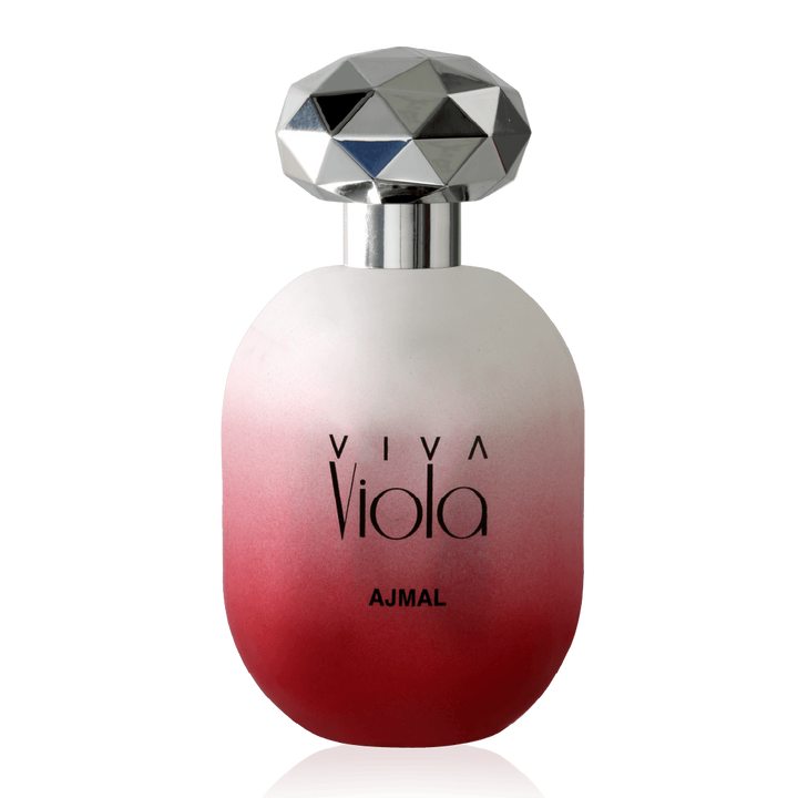Ajmal Viva Viola Eau De Parfum 75ml bottle for women, featuring a sleek glass design with a purple and silver cap.