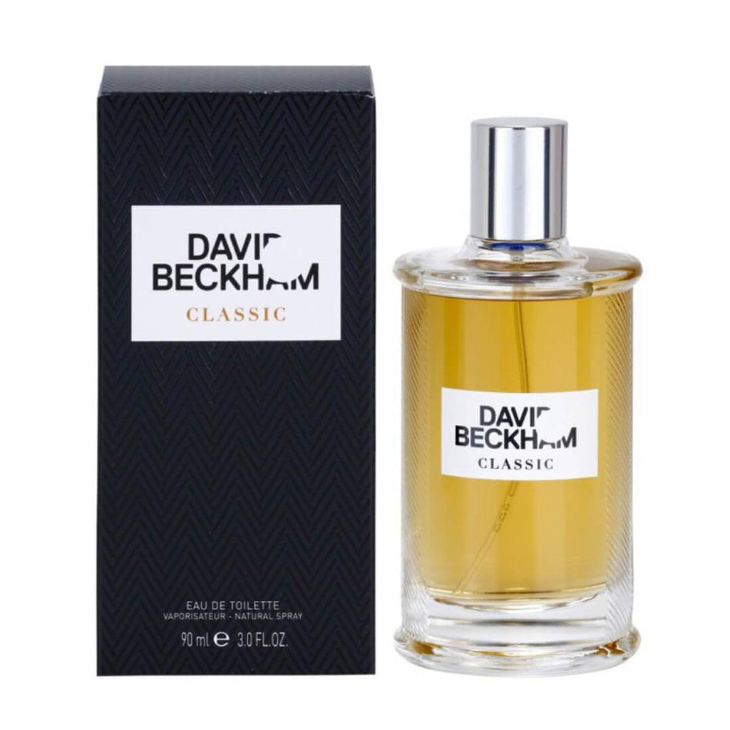 David Beckham Classic Eau De Toilette for Men 90ml, stylish bottle, front view, showcasing the men's fragrance and branding.