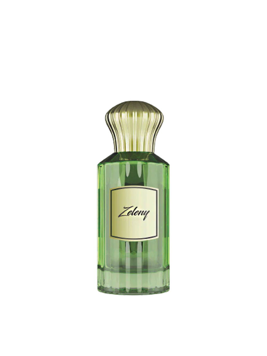 Ahmed Al Maghribi Zeleny Eau de Parfum 100ml bottle for men and women, with a sleek design and green accents.
